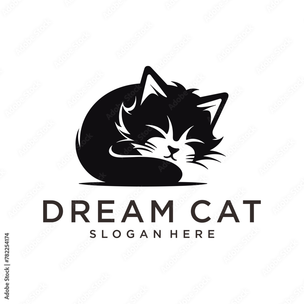 Sleeping cat, animal logo vector illustration Sleeping cat, animal logo vector illustration