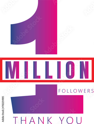Thank you 1 million or one million followers design concept vector illustration.
Thank you 1 million followers, peoples online social group, happy banner celebrate, Vector illustration