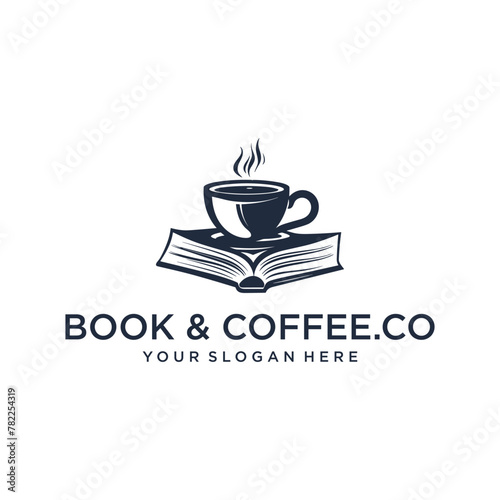 Coffee book  cafe and restaurant logo vector illustration