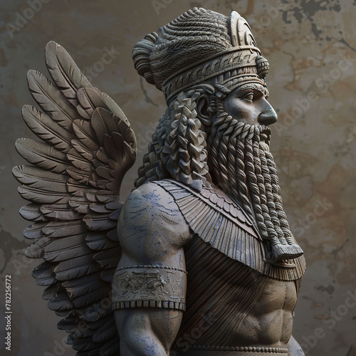 Ancient Anunnaki God Statue 3D Render Illustration