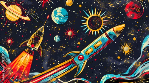 Obraz Colorful Illustration of Space Travel