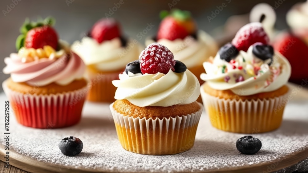 Deliciously decorated cupcakes ready to be enjoyed Deliciously decorated cupcakes ready to be enjoyed