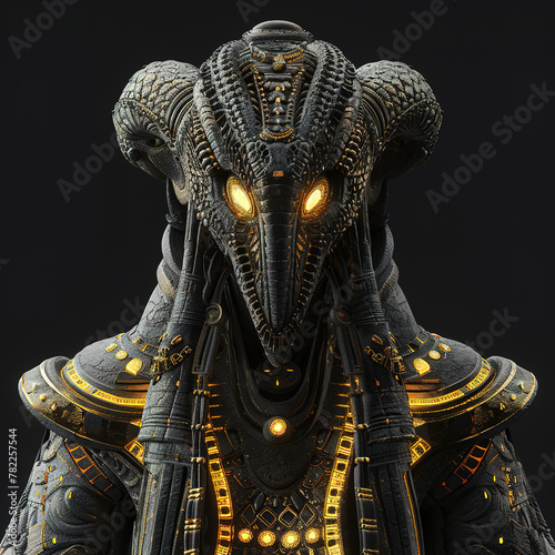 Ancient Anunnaki God Statue 3D Render Illustration