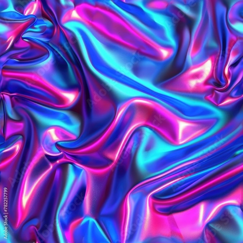 Shimmering silk waves in neon blues and pinks undulate