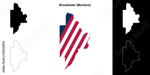 Broadwater County (Montana) outline map set photo