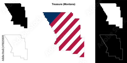 Treasure County (Montana) outline map set