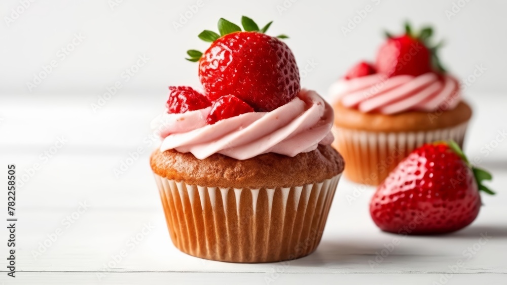  Deliciously sweet strawberry cupcakes ready to be savored