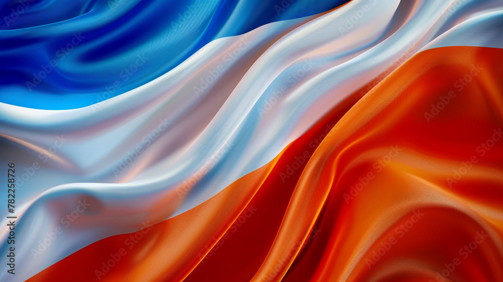 Silky smooth waves colors of the Netherlands flag, vibrant abstract background, waving silk texture