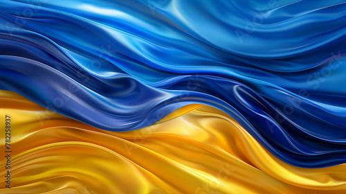 Silk fabric background Ukrainian patriotism  vibrant wavy texture Ukraine flag color  national pride