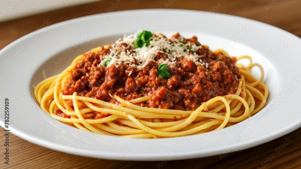 Delicious spaghetti with meat sauce ready to be savored Delicious spaghetti with meat sauce ready to be savored
