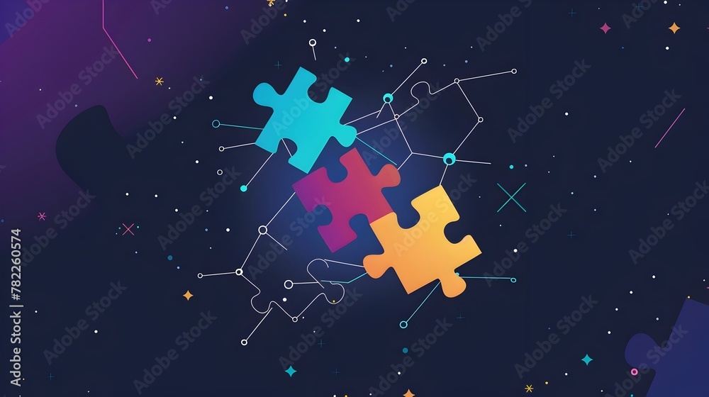 Fototapeta premium Interconnected Puzzle Pieces Representing Teamwork and of Business Solutions