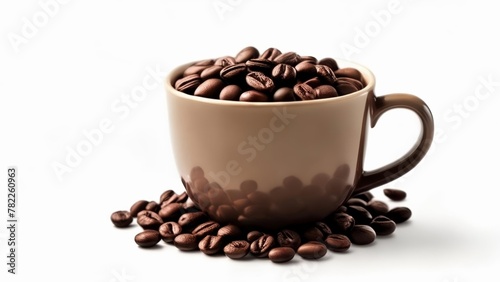  Coffee beans overflowing from a cup symbolizing abundance and indulgence