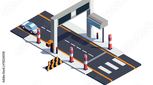 Autobahn gate icon. Isometric of autobahn gate vect