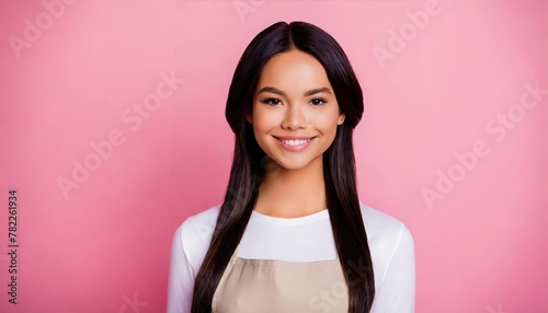 charming  lovely  sweet  gorgeous  adorable brunette good-looking lady stand isolated on shine pink background look at camera 
