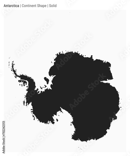 Antarctica. Simple vector map. Continent shape. Solid style. Border of Antarctica. Vector illustration.