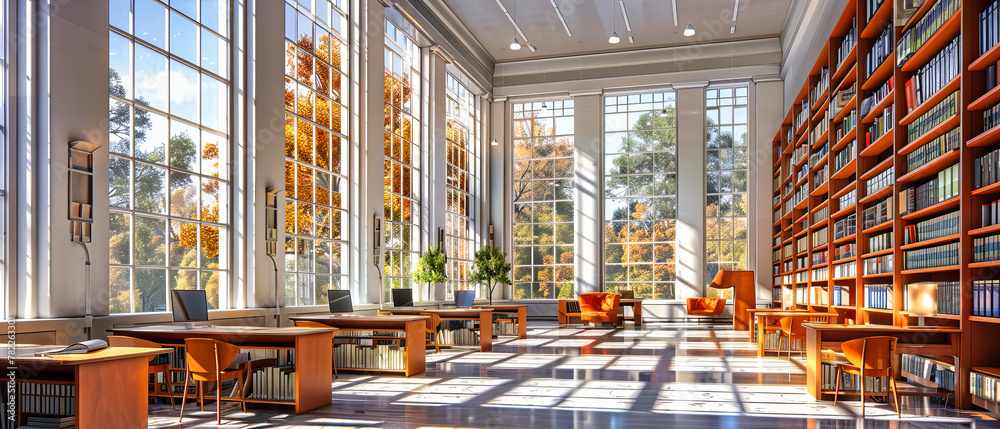 Modern Building Interior with Elegant Design, Architectural Structure and Light, Urban and Business Environment