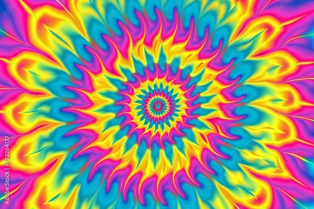 psychedelic tiedye spiral pattern in vibrant colors creating a ...