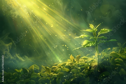 radiant sunbeams nurturing lush green seedling symbolizing growth and new beginnings digital illustration