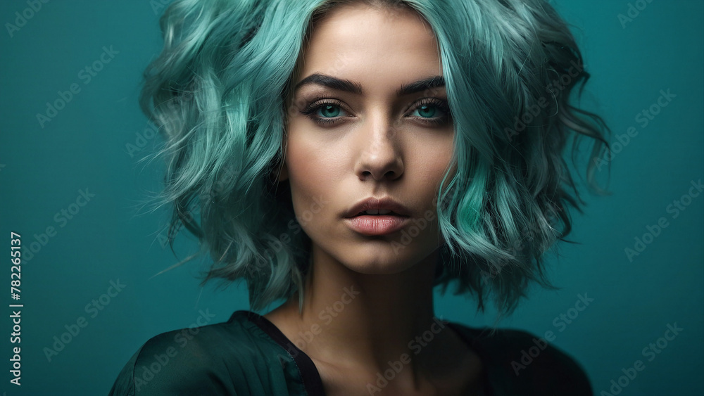 Naklejka premium AI generated beautiful young woman portrait, mixed race ethnicity, perfect appearance