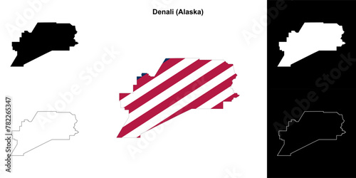 Denali Borough (Alaska) outline map set