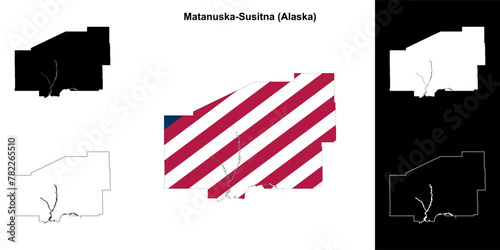 Matanuska-Susitna Borough (Alaska) outline map set photo