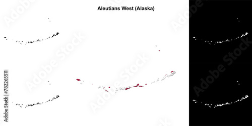 Aleutians West Borough (Alaska) outline map set