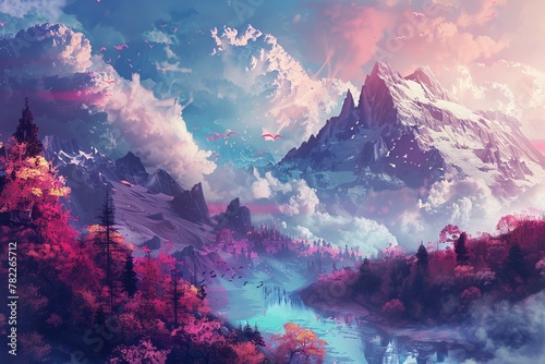 a dreamy landscape filled with surreal elements, influenced by the captivating essence of nature.