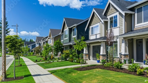 A Row of Houses Under Clear Skies