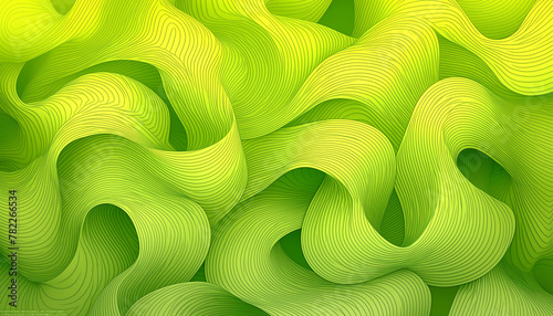 abstract green background with waves and lines. © buuujh
