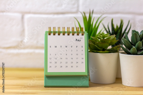 Desk calendar for May 2024. Desk calendar for planning, scheduling, organizing and managing every day.