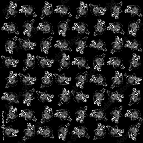 Wild pig head graphic motif pattern
