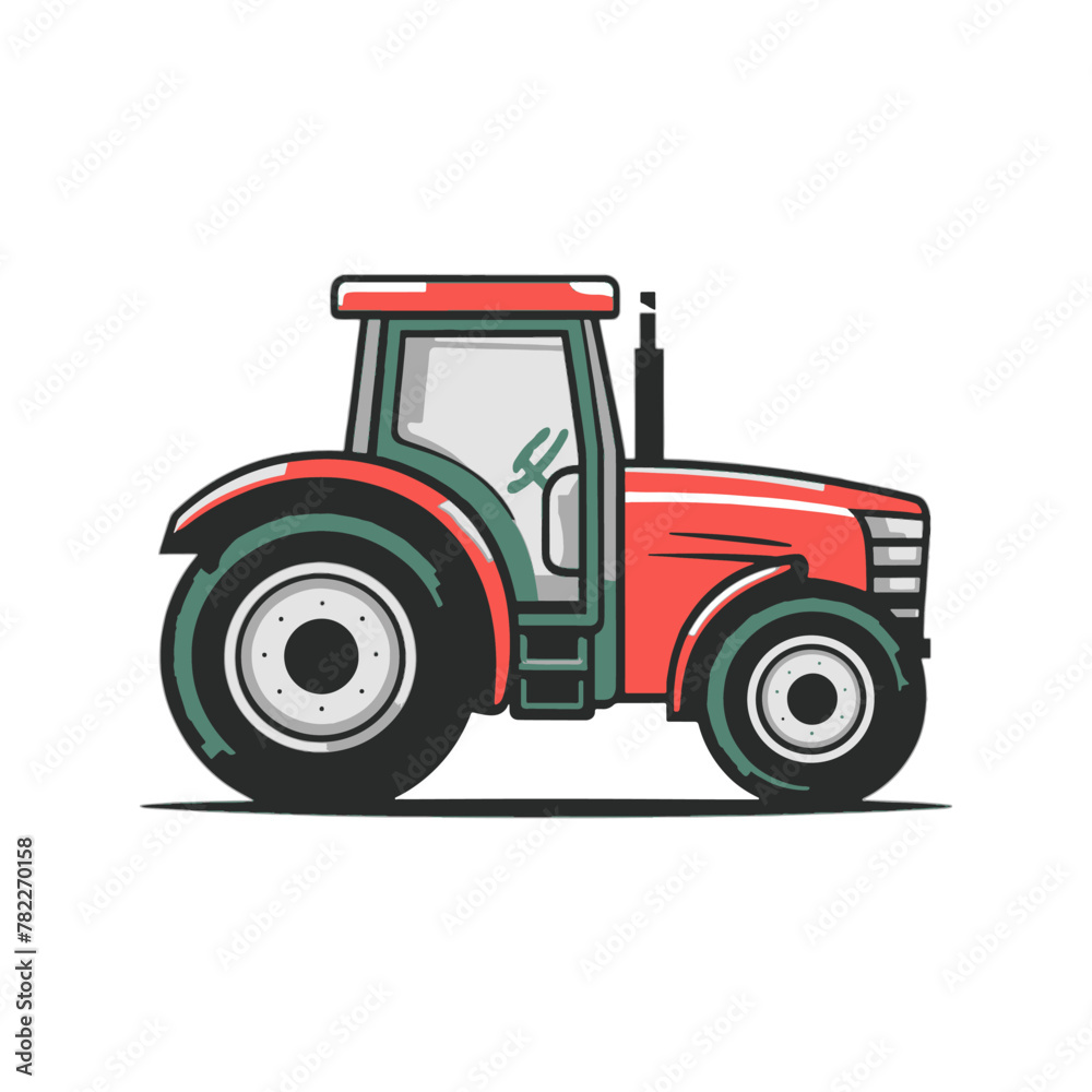 Isolated tractor. Side, front and top view of agriculture machinery. Farming vehicle in cartoon style. Vector illustration Isolated tractor. Side, front and top view of agriculture machinery. Farming vehicle in cartoon style. Vector illustration