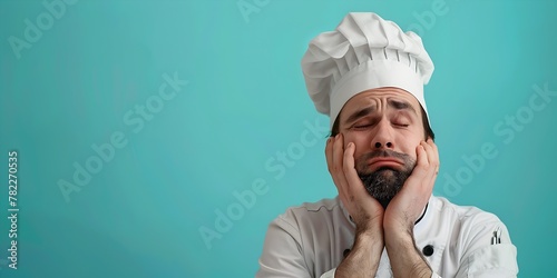 Fototapeta Naklejka Na Ścianę i Meble -  Weary Chef After a Demanding Service in the Restaurant Kitchen