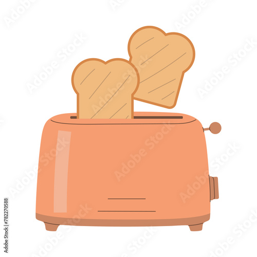 Cute toaster with toasted bread for breakfast, Toasted toast, cooking breakfast, toaster clipart