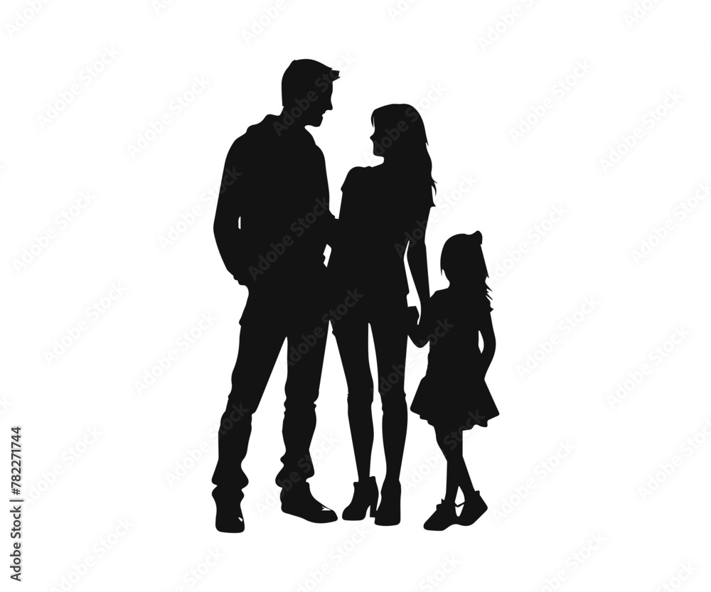 Happy family Silhouette Vector Illustration