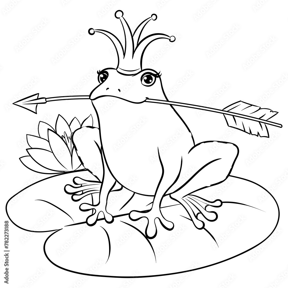 Princess Frog fairy-tale animal coloring PNG illustration. Color ...