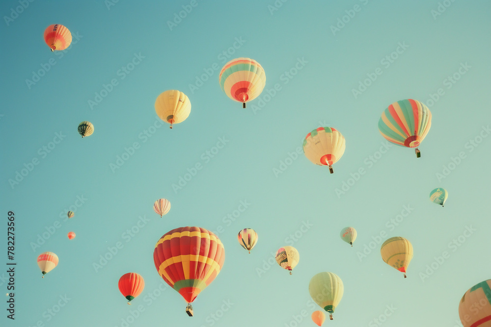 A bunch of hot air balloons are flying in the sky