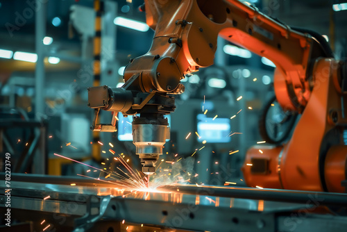 welding robot in an automotive factory.