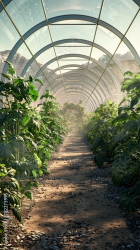 plants growing in a greenhouse on mars