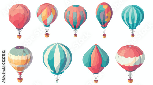 Balloon aerostat transport vector set in isometric