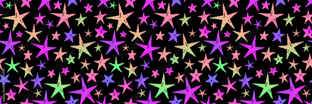 Seamless pattern of bright stars on a black background Seamless pattern of bright stars on a black background