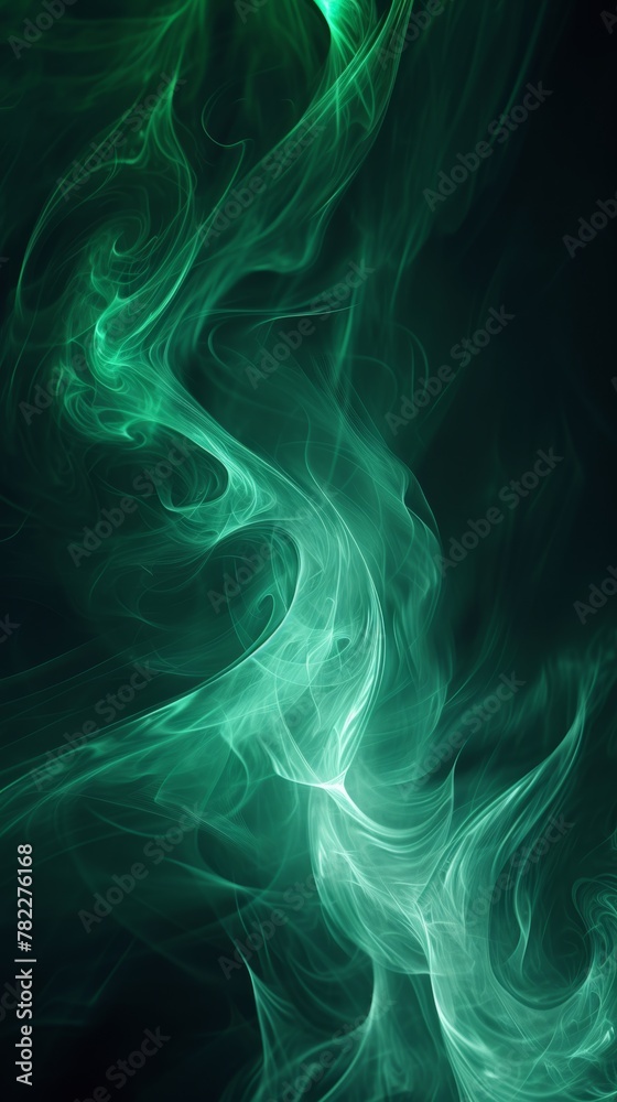 Abstract green smoke swirls on black background Abstract green smoke swirls on black background