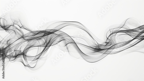Abstract black smoke waves on white background