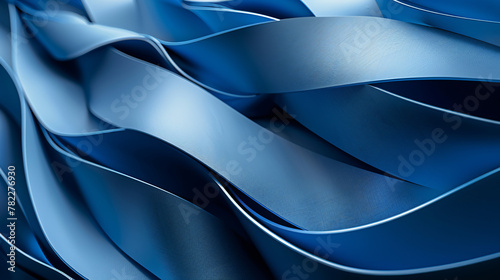 Abstract modern blue background folded ribbons