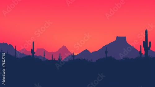 Gradient sunset over desert landscape
