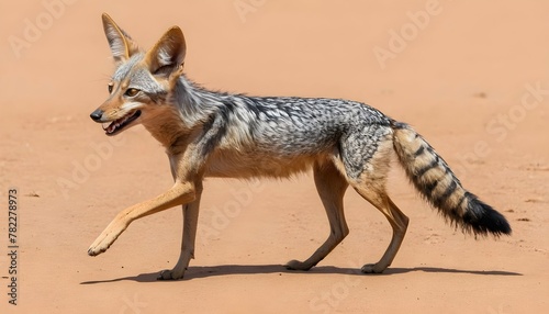 A-Jackal-With-Its-Tail-Wagging-In-Greeting-