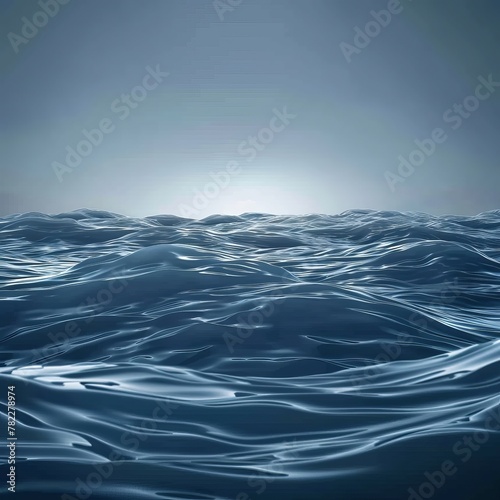 Blue ocean surface with light in the middle of the horizon