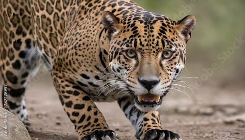 A-Jaguar-With-Its-Claws-Extended-Poised-For-Actio-