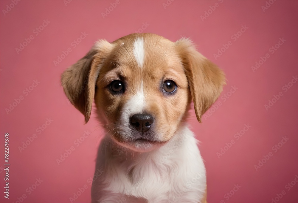 
cute puppy on pink background