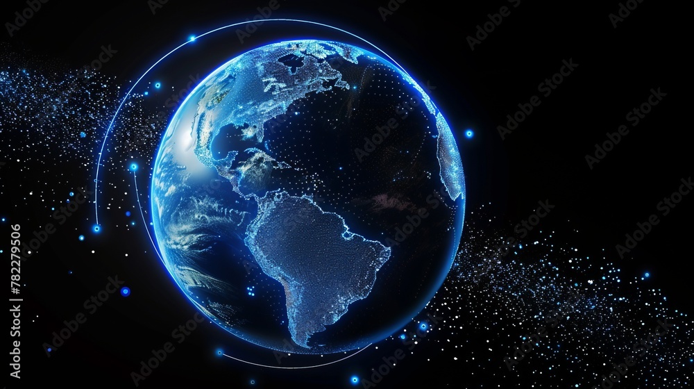 Blue and Black Illustration of Earth